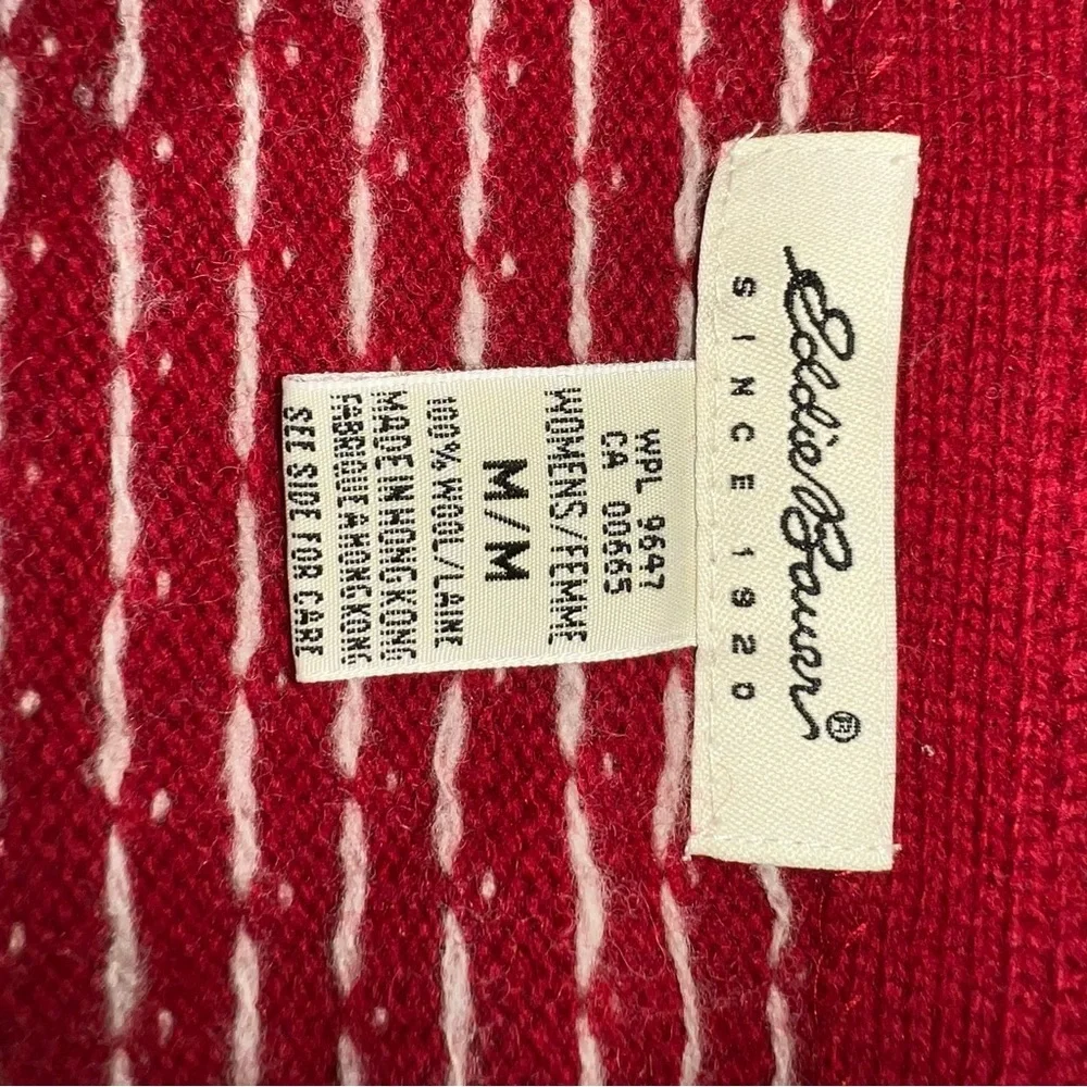 Eddie Bauer Red Fair Isle 100% Wool Sweater Vest Size M